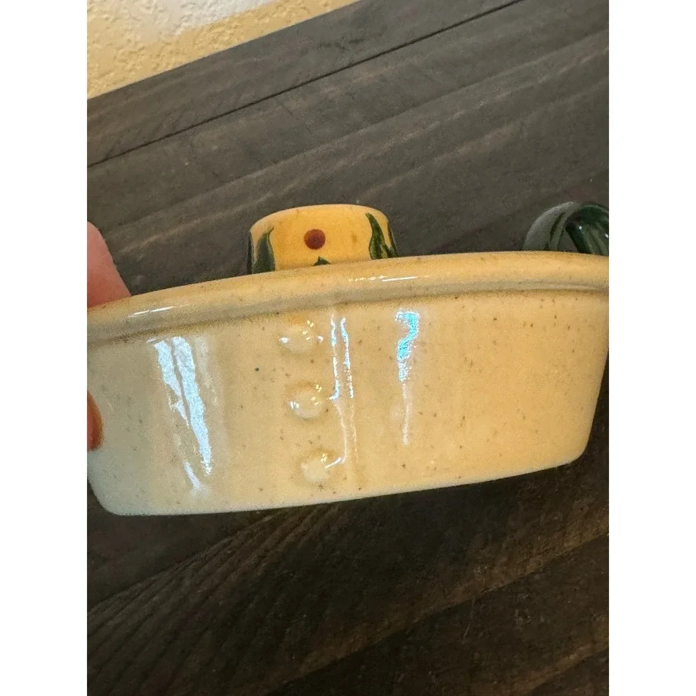 Metlox Poppytrail Ceramic Chamberstick Candle Holder Vintage Cream Green Vine